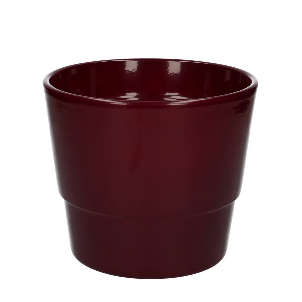 Keramik Übertopf Basic weinrot D16cm H13.5cm