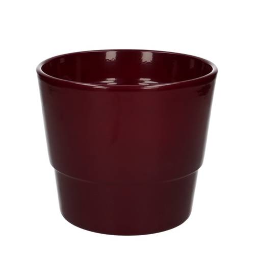 Keramik Übertopf Basic weinrot D16cm H13.5cm