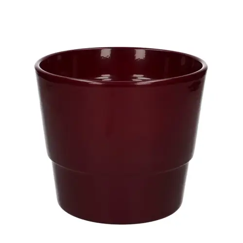 Keramik Übertopf Basic weinrot D16cm H13.5cm