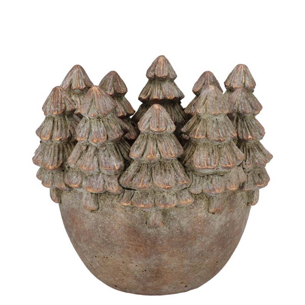 Beton Übertopf Baum gold 19x19x17cm