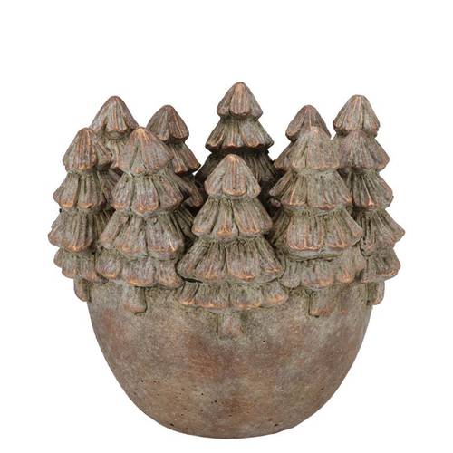 Beton Übertopf Baum gold 19x19x17cm