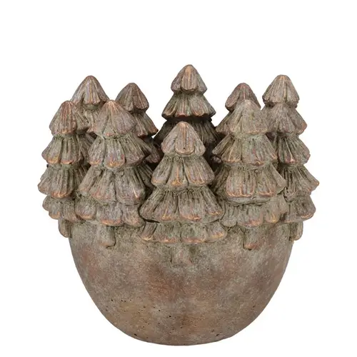 Beton Übertopf Baum gold 19x19x17cm