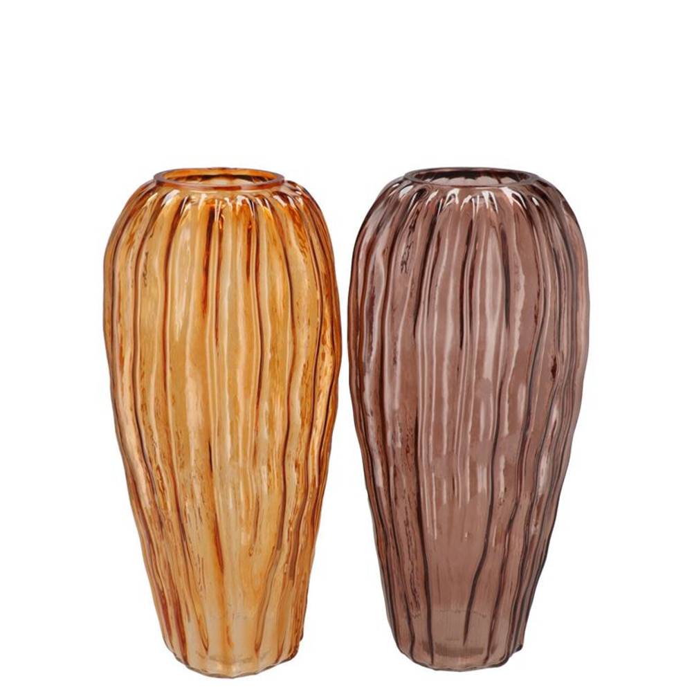 Glas Vase Marly Structure mix braun D13cm H28cm