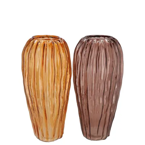 Glas Vase Marly Structure mix braun D13cm H28cm