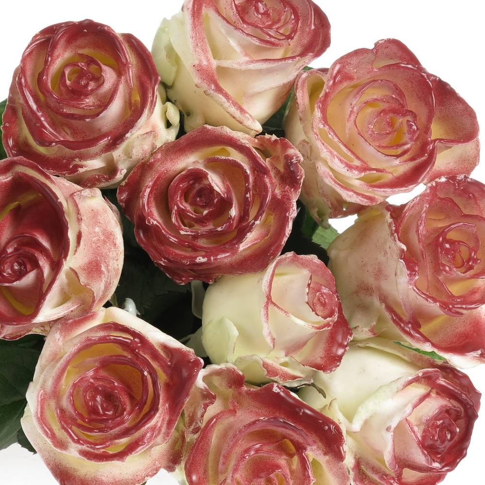 Rose weiss/weinrot Wachs  60cm