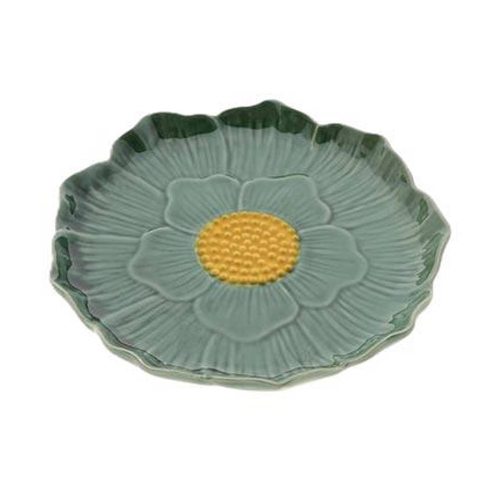 Keramik Teller Blume grün D25cm H03cm