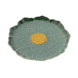 Keramik Teller Blume grün D25cm H03cm