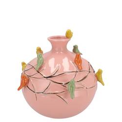 Keramik Vase Vogel Globe rosa 14x14x14cm