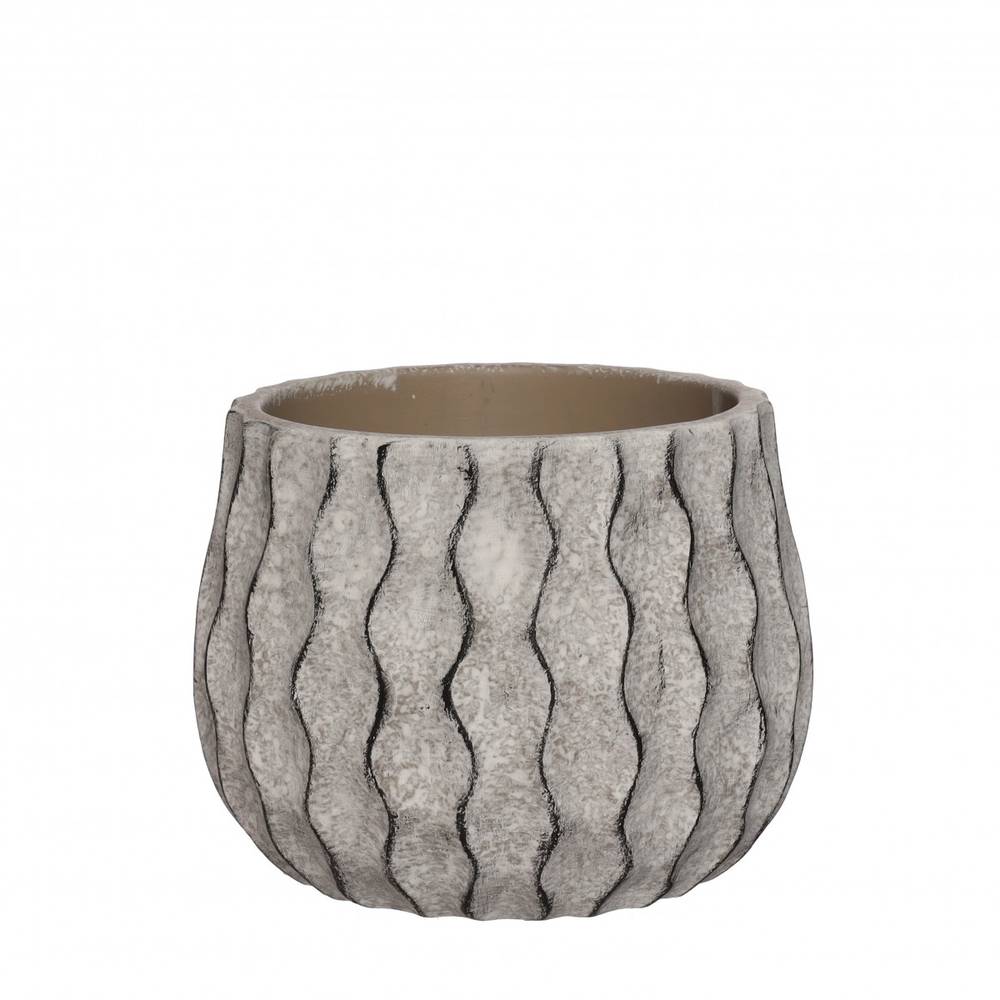 Keramik Übertopf Wave grau D14.5cm H11cm