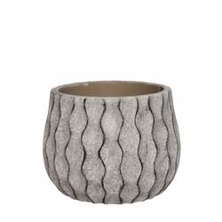 Keramik Übertopf Wave grau D14.5cm H11cm