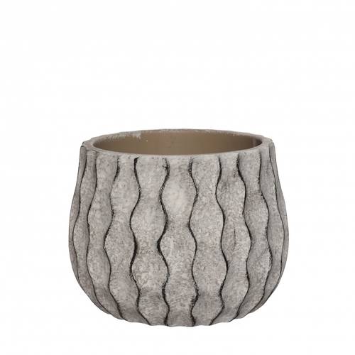 Keramik Übertopf Wave grau D14.5cm H11cm