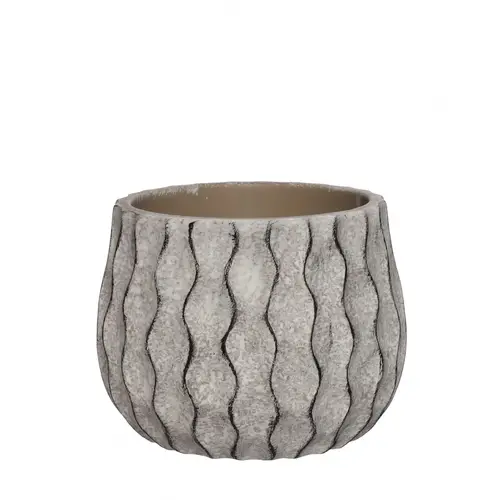 Keramik Übertopf Wave grau D14.5cm H11cm