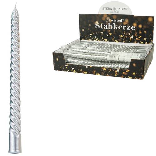 Dinnerkerze Twisted im Display silber D02.2cm H25cm