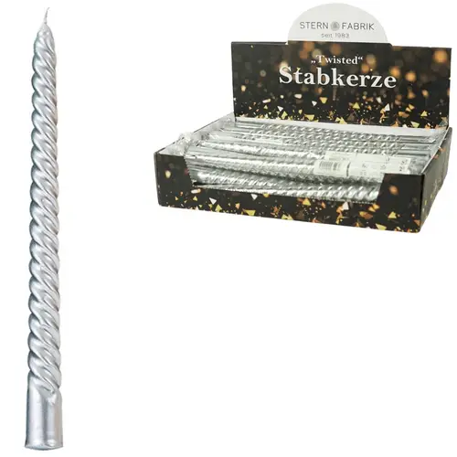 Dinnerkerze Twisted im Display silber D02.2cm H25cm