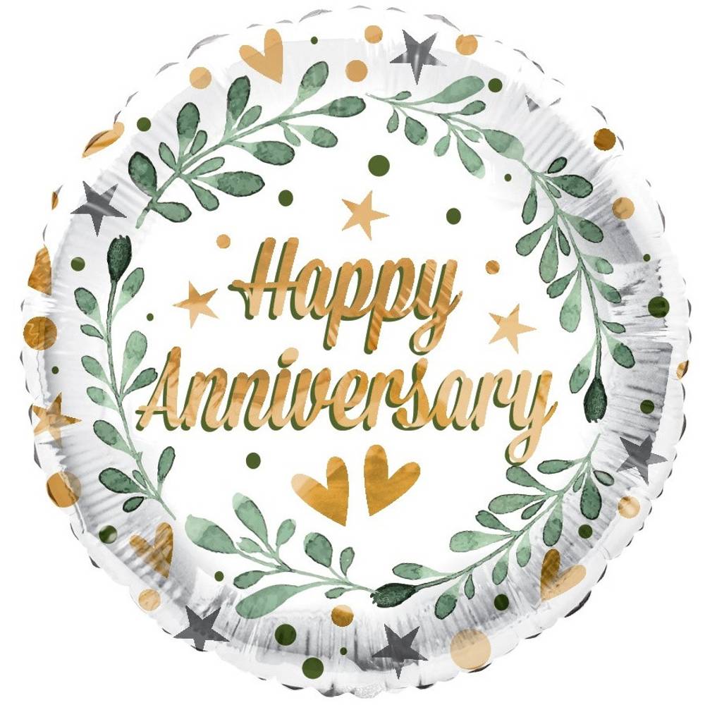 Ballon Eco Happy Anniversary gold D45cm