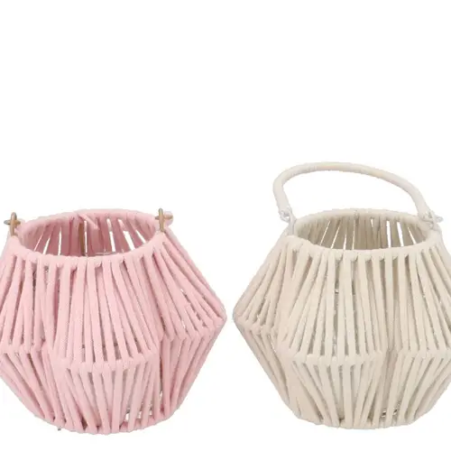 Laterne Cruz Blume mix rosa/weiss 11x20x14cm