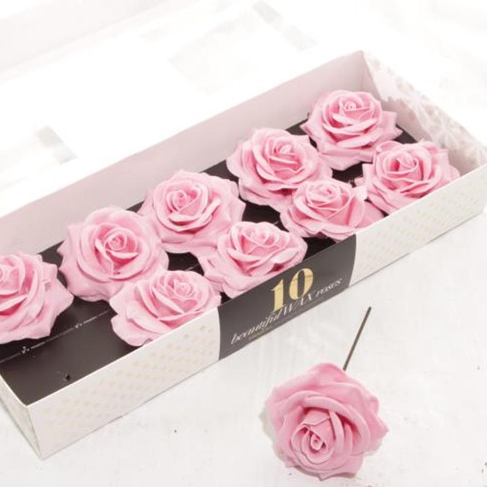 Seiden Wachs Rose hell rosa D12cm (9374)