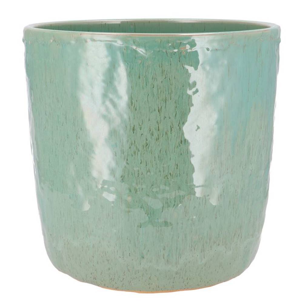 Keramik Übertopf Iron Stone türkis 24x24x23cm
