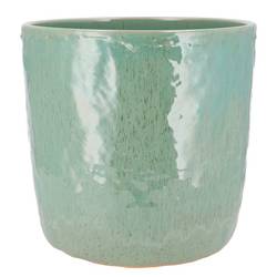 Keramik Übertopf Iron Stone türkis 24x24x23cm