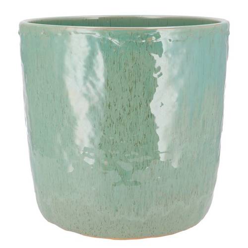 Keramik Übertopf Iron Stone türkis 24x24x23cm