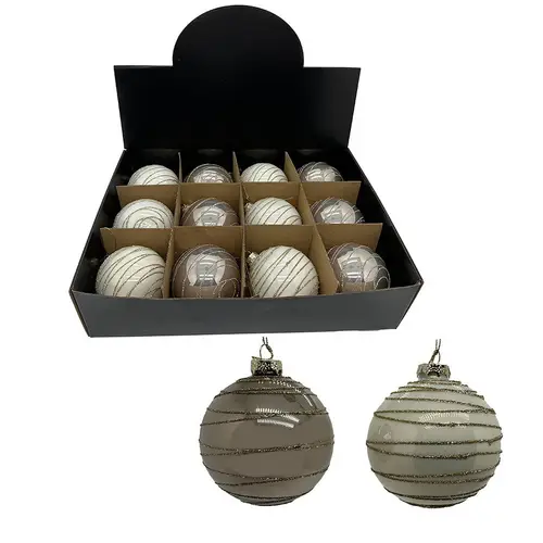 Deko Kugel Lines mix grau D08cm X12