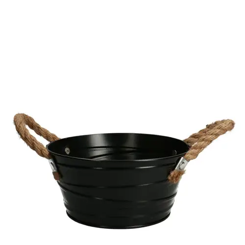 Zink Übertopf Julia schwarz D18.5cm H09cm