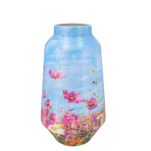Eisen Vase April Blume blau 26x26x46cm