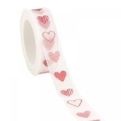 Band Herz Organza weiss/rot 25mm 20m