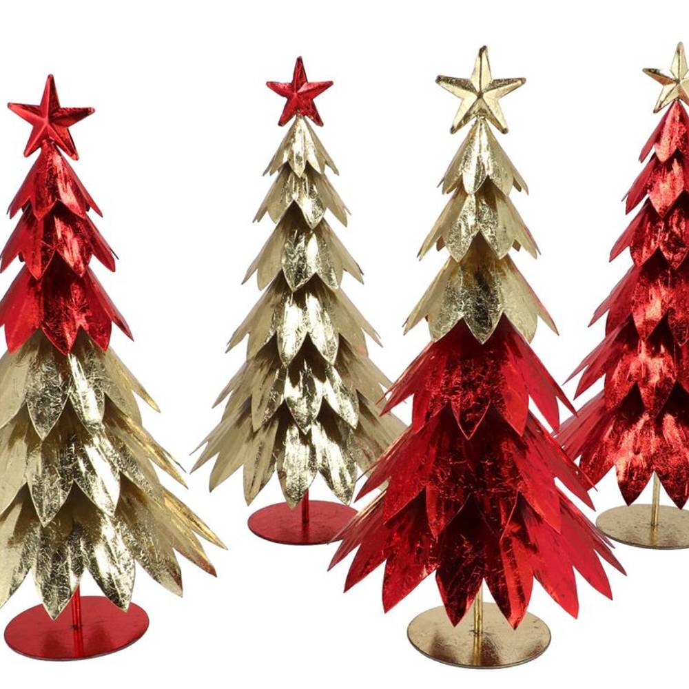 Deko Baum Glam eisen gold/rot 22x22x40cm