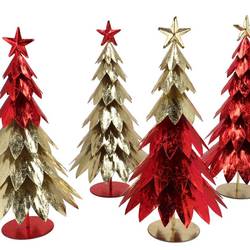 Deko Baum Glam eisen gold/rot 22x22x40cm