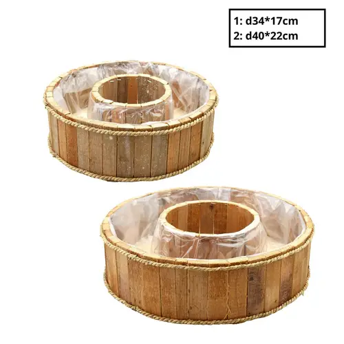 Holz Tray Ring 2/Set rot/braun D40cm H22cm