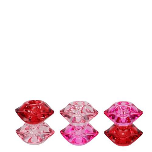 Kerzenständer Kiss Double mix rosa 08x05x08cm