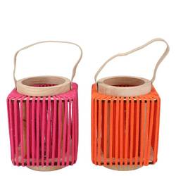 Laterne Cruz Viereck mix orange/fuchsia 11x14x17cm