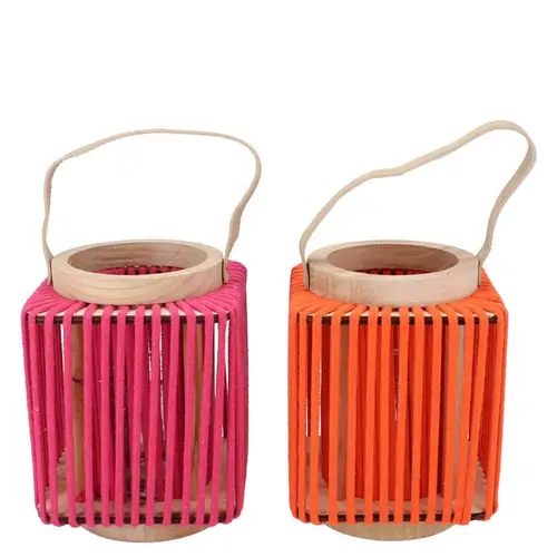 Laterne Cruz Viereck mix orange/fuchsia 11x14x17cm