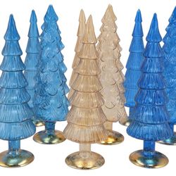 Weihnachtsbaum blau glas metallisch 9x35cm