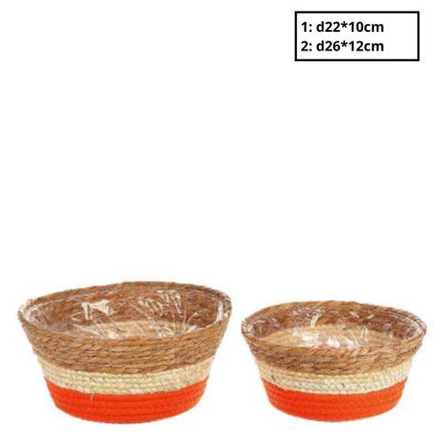 Korb Makka orange 2/Set D26cm H12cm