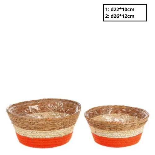 Korb Makka orange 2/Set D26cm H12cm