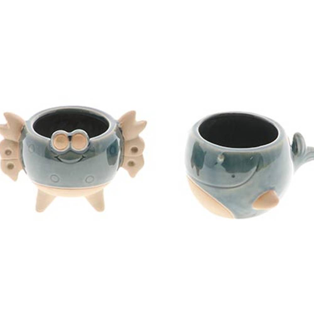 Keramik Übertopf Wal/Krabbe 2/Set blau D12cm H09cm