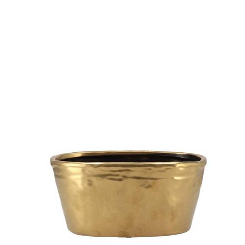 Keramik Übertopf Iron Stone gold 23x09x10cm
