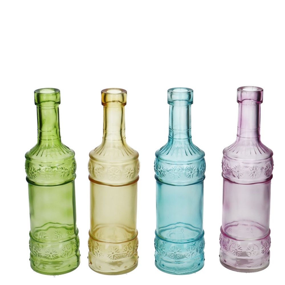 Glas Flasche Deko mix D02/07cm H22cm