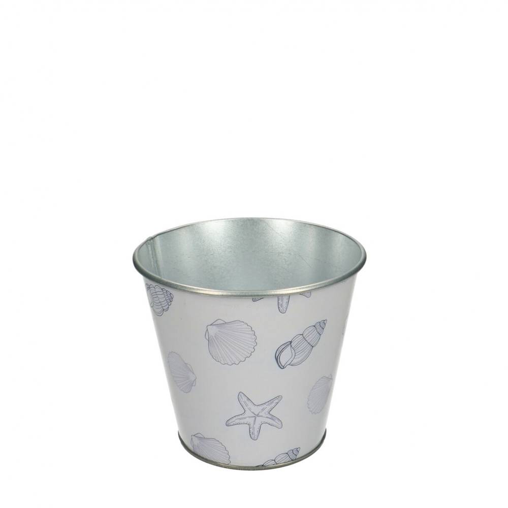 Zink Übertopf Ocean weiss D11cm H10cm