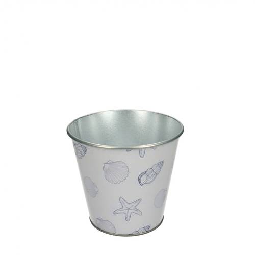 Zink Übertopf Ocean weiss D11cm H10cm