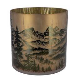 Glas Teelicht Ruby Mountain gold 20×20cm