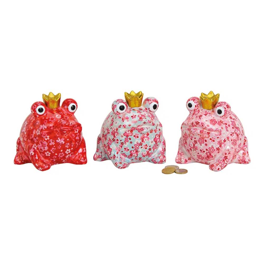 Spardose Frosch Blumendekor 14x13x12cm