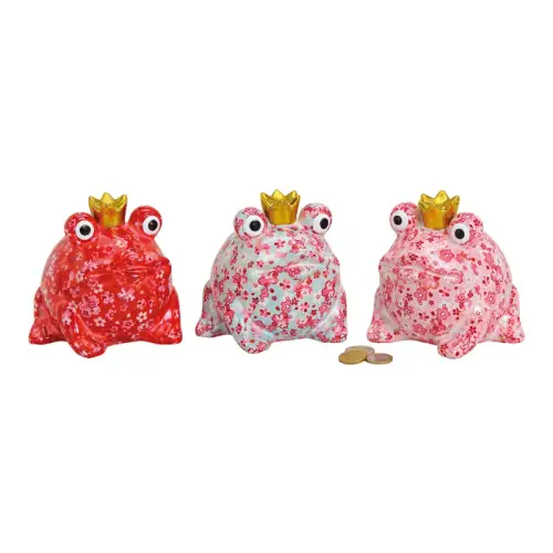 Spardose Frosch Blumendekor 14x13x12cm