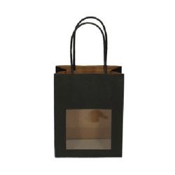 Tasche Gift Bag Fenster schwarz 11x22x28cm