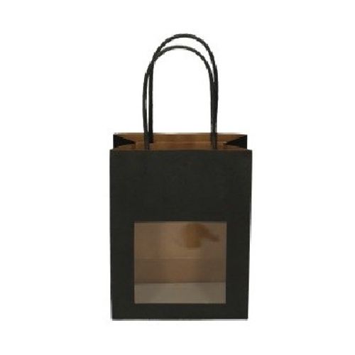 Tasche Gift Bag Fenster schwarz 11x22x28cm