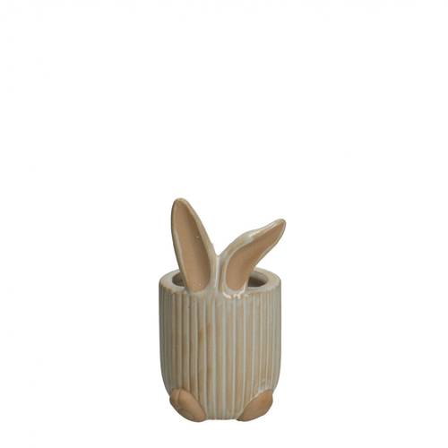 Keramik Übertopf Bunny creme D06.5cm H12.5cm