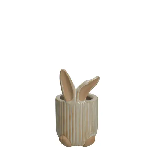 Keramik Übertopf Bunny creme D06.5cm H12.5cm
