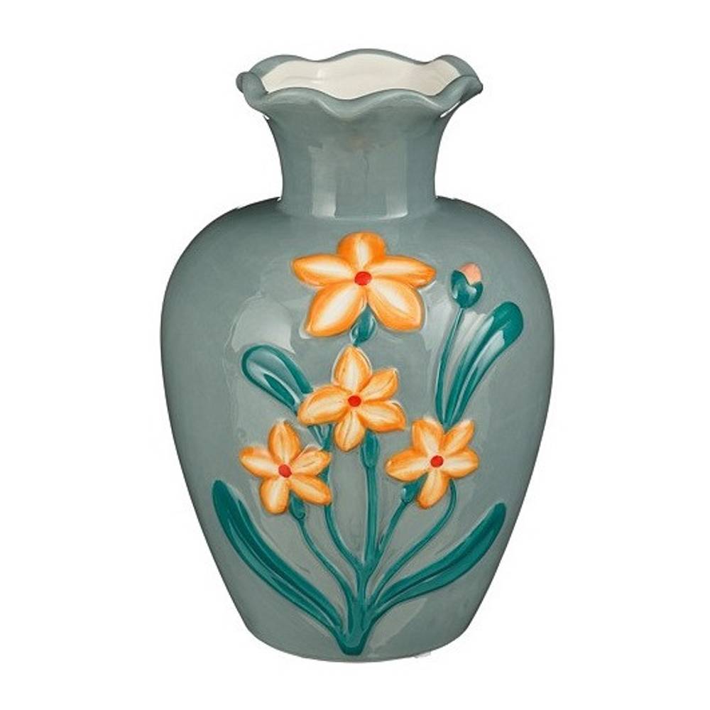 Keramik Vase Fleurs blau D16.5cm H23.5cm